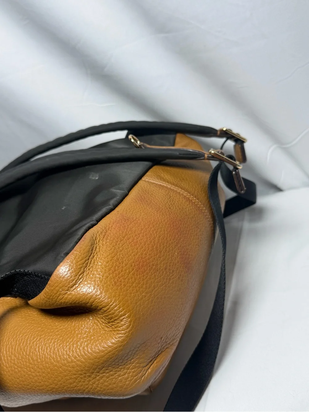 Coach Pebbled Leather Backpack in Tan Brown with Gold Hardware